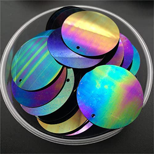 10 mm 15 mm 20 mm 25 mm 30 mm PVC flach rund lose Pailletten Pailletten Nähen Hochzeit Bastelzubehör mit 1 Seitenloch-AB Schwarz 320,25 mm 150 g