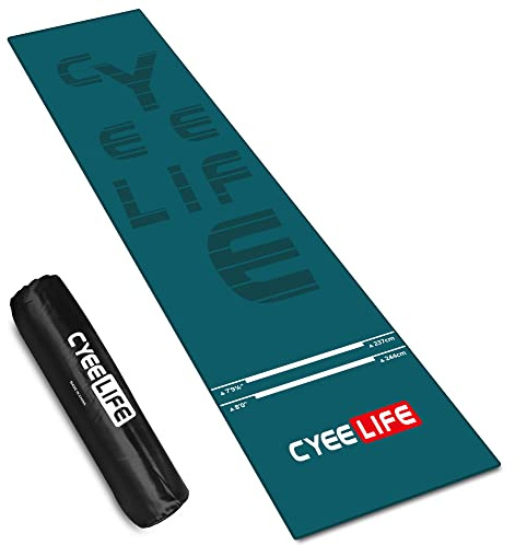 CyeeLife Dartmattans längd 295 cm, bredd 65 cm med bärväska och startlinjer och färgglatt tryck för stål och mjuka dartspel