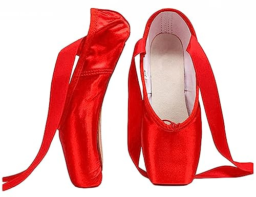 Scarpe da Danza Classica, Scarpette Balletto Mezze Punte per Bambine Ragazze e Donne con Laccetti, Tessuto Morbido, ottime Cuciture, Buon Materiale. (Rosso, Numeric_36)