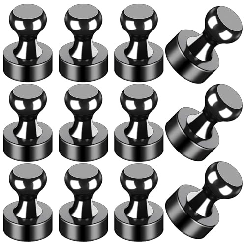 LOVIMAG Fridge Magnets 12 Pack Magnet Refrigerator Locker Whiteboard Black
