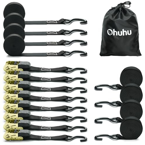 Ohuhu 8 Cinghie di Fissaggio da 4,6m (Nero)