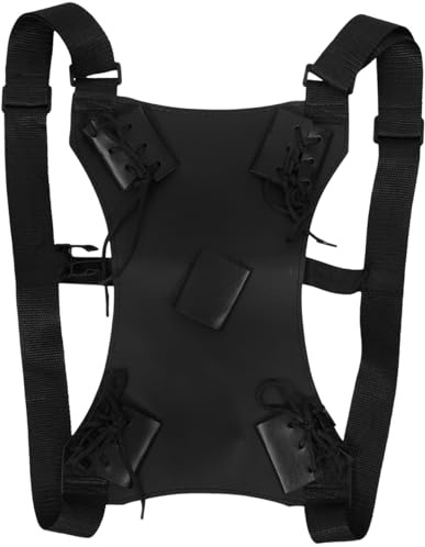 Angoily Sword Holder Back Case Ninja Back Leather Bag Black Adjustable Dual Sword Harness for Halloween Children and Adults Cosplay Props