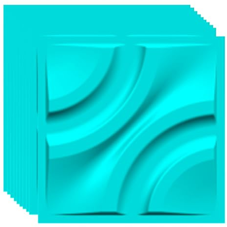 HAILM 3D-Wandpaneele Aus PVC 10Er-Pack Wandverkleidung 19,7 X 19,7 Zoll Großer Wandtapete Dekorative Wellen-Wand Panel Mit 3D-Effekt Überstreichbar Und Zuschneidbar,Blau