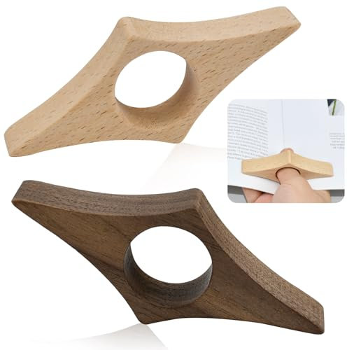 YAANBUNB 2 Stück Buchhalter Daumen Buchseitenhalter Holz Lesen Seitenhalter 22mm Buchseitenhalter Daumenring Buch Seitenhalter Buchöffner Daumen Book Page Holder für Buchliebhaber Leseratten Lehrer