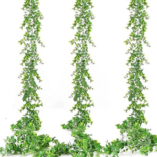 LOSYHU 3Pcs 6Ft Artificial Eucalyptus Garland Faux Eucalyptus Vine Artificial Green Leaves Garland Botanical Greenery Garlands Hanging Greenery Vines for Party Home Decoration