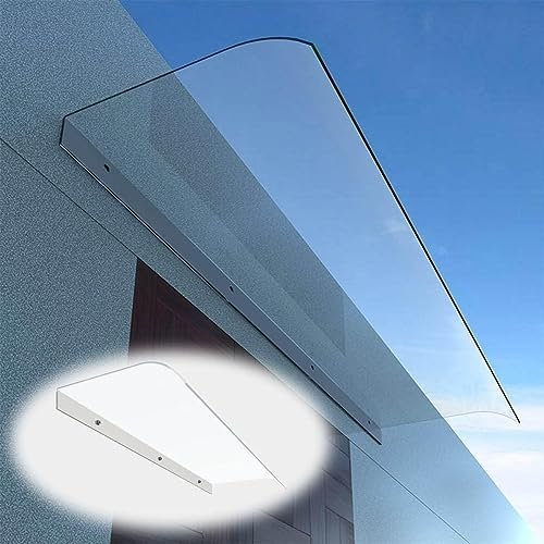 QIANMEI Polycarbonate Roofing Sheet Door Canopy Door Window Awning Roofing Rain Shelter, Transparent Polycarbonate UV Protection Sheet For Door/Window, For Greenhouses,Sheds(Facade,15X43in(40X110cm))
