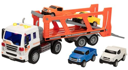 ColorBaby Speed & Go Camión portacoches fricción con Luz y Sonido, Camión transportador de Coches, Juguetes para niños, Coches para niños, Camiones para niños, Coches de Juguete (49807)