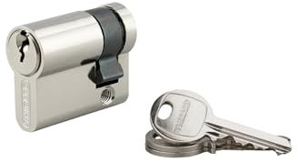 THIRARD - Demi-Cylindre de Serrure SA Unikey - Nickelé - Mécanisme à 5 Goupilles - Protection Anti-Arrachement - 35 x 10 mm - Gris - Système S'entrouvrant - Livré avec 3 Clés