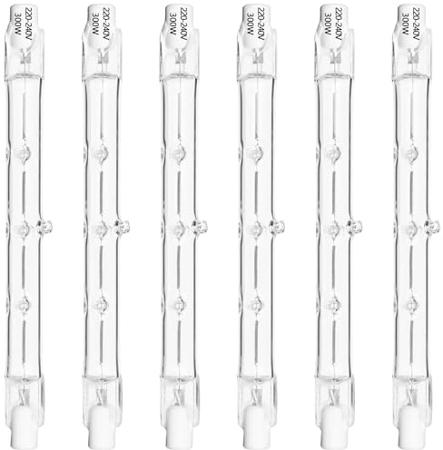 Haraqi 6 Pack Dimmable 300W R7s Halogen Bulbs 118mm, 4650lm 2700K Warm White 220-240V Security Light Bulbs J-Type Linear Light Bulbs, for Work Light, Ceiling Lights, Floodlight, Landscape Lighting