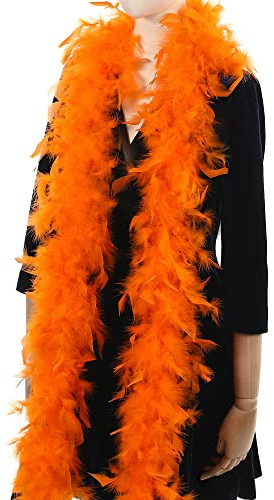 Larryhot Boa de plumas naranjas de 60 g, 2 yardas, plumas de pavo para fiestas, Navidad, centros de mesa de boda, disfraces, conciertos, mascotas y decoración del hogar (naranja)