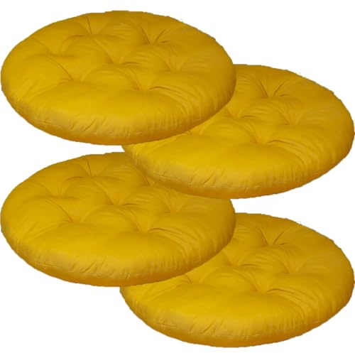 Mozzeilee Set di 4 cuscini rotondi per sedia da 40 x 40 cm, comodi cuscini per sedia da pranzo da cucina, sedia da giardino, in rattan, per esterni, patio, ufficio, balcone (giallo)