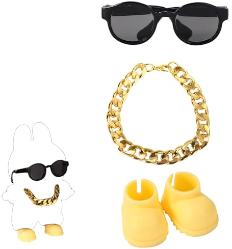Set Abiti per Bambola, Occhiali da Sole Eleganti & Collana Dorata & Scarpe Gialle Carine Accessori Abbigliamento per Bambole (Senza Bambola)