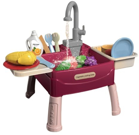 Fregadero con agua corriente - Juego de juguetes de cocina interactiva, zona de lavado de juegos, juguetes de grifo funcional, estación de lavavajillas adecuada para | Juego de rol