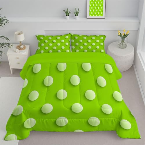 DLERFLOVR Edredón Nórdico Lunares Verdes – Relleno Nórdico 4 Estaciones Puntos Kapoor – Ultra Suave – Colcha AlternativoCama 105 Edredón Acolchado 200x200cm Verde Limón