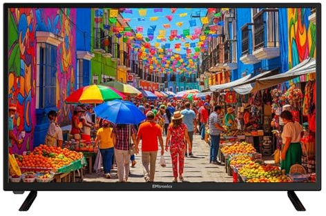 EMtronics 32 inch HD LED TV Black with Freeview, HDMI, USB Media Player, Coaxial, AUX, PVR Recording