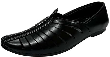 Men’s Handmade Indian Khussa Mojaris – Ethnic Wedding Shoes & Traditional Slip-Ons Black