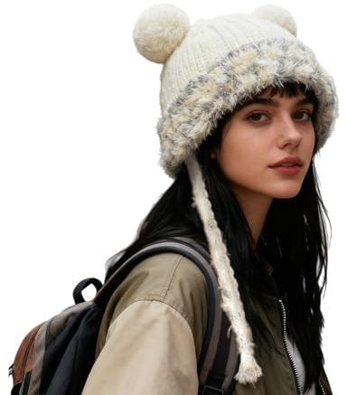 yakermur Sombrero de oso – Gorro de invierno de felpa | Bonito sombrero de protección contra el frío | para entusiastas del deporte, esquiadores, excursionistas, corredores, compradores, viajeros
