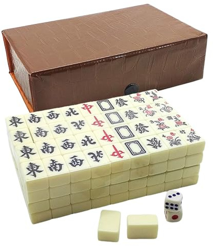 Générique Mahjong Cinese,Giochi Da Tavolo Portatile - Gioco Di Piastrelle Mahjong Portatile Classico,per Interni Esterni Appartamento Dormitorio Hotel Viaggi Campeggio Picnic Festa Famiglia