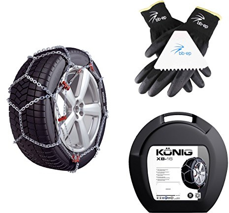 BB-EP Schneeketten Winter-Set für SUV & Transporter - passend für die Reifengröße 295/40 R20 - Kettenhersteller KÖNIG|Thule - mit Ö-Norm 5117/Ö-Norm 5119/TÜV im Set Handschuhen & Eiskratzer