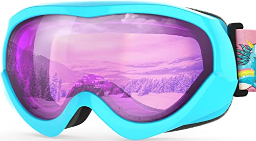 OutdoorMaster Kinder Skibrille - Helmkompatible Schneebrille für Jungen & Mädchen mit 100% UV-Schutz - VLT 46.1%