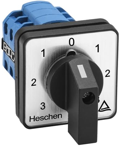 Heschen Universal kambrytare 20 A 660 V, SZW26-20/ZC.1111.3 stegbrytare 7 lägen (3-2-1-0-1-2-3), vridbrytare med 12 klämmor för motorstyrning, TÜV & CE
