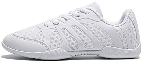 vita Cheerleading-skor för kvinnor Cheerleading-skor flickor ungdom vit tävling cheerleading utrustning danssko sport tennis träning atletiska platta andningsbara mjuka bekväma barn cheer sneaker