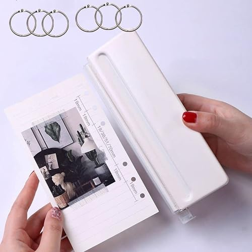 6 Fach Weiß Locher Binder Puncher für A3/A4/A5,Desktop Punch Verstellbarer Abstände Locher aus Metall Binder Locher Papierkarten Foto Bindungs Locher Maschine für B3 B4