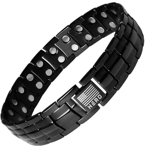 iHeartDogs Hero Company Titanium Magnetic Bracelet - Sherman Tank Track Magnetic Therapy Bracelet with Link Removal Tool