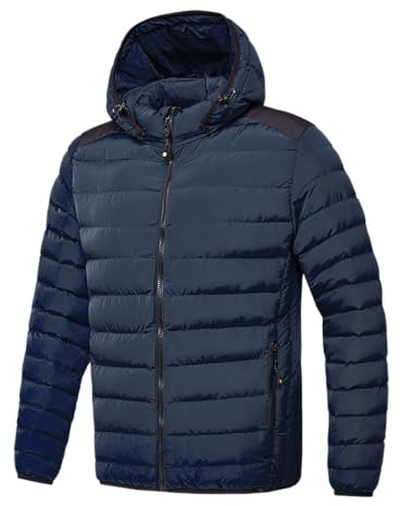 TONY BACKER Giubbotto Jacket Giacca Uomo Invernale con Cappuccio Rimovibile, Giubbino Giacchetto Uomo Giubbini Giubbotti Invernali Caldo Antivento (XXL, Blu)
