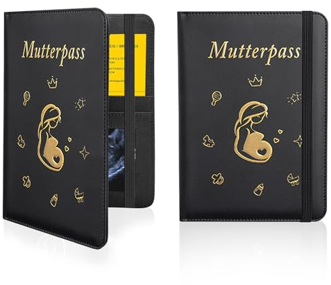 Mutterpasshülle aus Kunstleder, Mutterpasshülle Mutterpass Schutzhülle mit Fächer zur Aufbewahrung von Versicherungskarten, Ultraschallbildern und Impfpass Hülle Als Schwangerschaft verkünden Geschenk