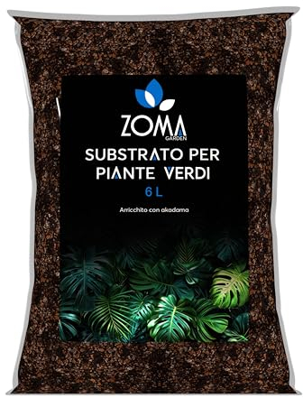 ZOMA Terriccio Piante Verdi di Qualità Superiore, Terriccio universale Senza Compostati, Alto Drenaggio e Contenuto di Nutrienti, Terra per piante con Humus di Lombrico - Sacco 6 Litri