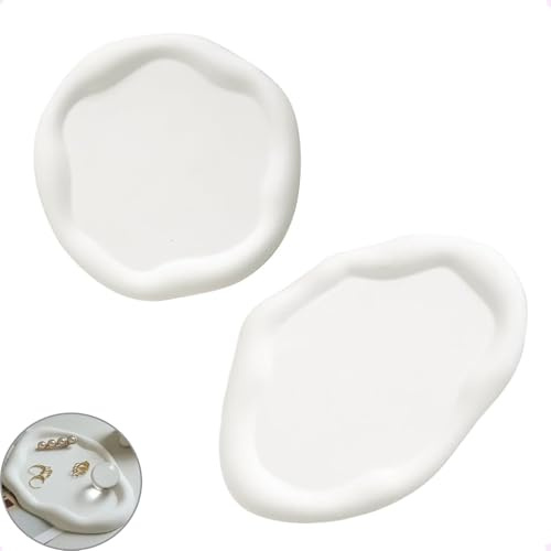 2 pièces Plateau à bijoux, présentoir à bijoux, Plateau à bijoux, Plateau en céramique pour bagues, Plateau à bijoux, Forme unique en nuage, Plateau pour bagues, Plaque en céramique en forme de nuage