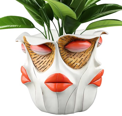 yupeuooe PicassoBrutalist Pot de fleurs pour visage abstrait coloré pour extérieur et intérieur