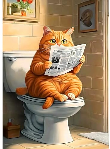 CEOVR Diamond Painting Kit Completo Gatto 5D Diamond Painting,Diamond Painting Adulto,30x40 cm Pittura Diamante,Gatto Arancione che Legge un Giornale Diamanti Painting,Painting Diamond 5D