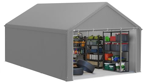 FIVMEN Abri de jardin pour outils, 24 m³, en PE, avec parois latérales amovibles, résistant à l’hiver, pour garage, pour outils de jardin, moto, vélo, gris