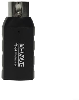 HEIBTENY Adaptador MIDI inalámbrico de 2.4 GHz para M-VAVE SK7 Batería recargable Receptor transmisor de baja latencia Se adapta a teclados de interfaz estándar de 5 pines Tarjetas de sonido