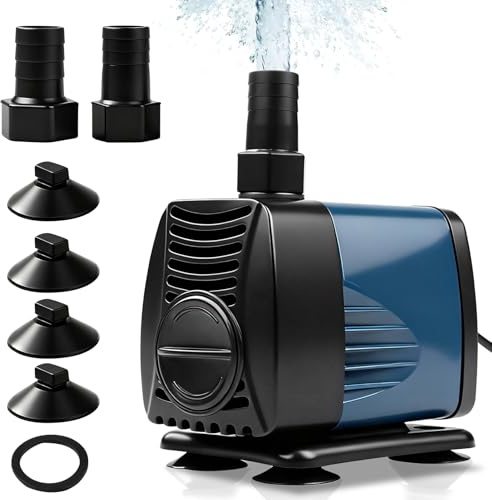 WPKD BLUEIY 40 W 3000 L/H nedsänkbar vattenpump, ultratyst akvariepump, med kabel 1,8 m, 4 sugkoppar, för akvarier, fontäner, fiskdamm