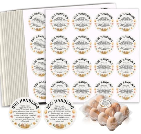 GOMAKERER 320 Stück Eierkarton Etiketten, Eieretiketten Für Den Markt Aufkleber Für Ungewaschene Eier PET Klebeetiketten Für Eierverpackungen Kartons Behälter Landwirtschaftsbedarf