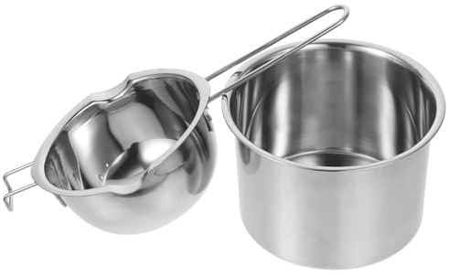 SUPVOX Olla para Derretir Cera y Chocolate de 600 Ml Acero Inoxidable Resistente al Óxido con Baño María y Picos Vertedores, Utensilio de Cocina Compacto para Fundir Mantequilla y Quesos