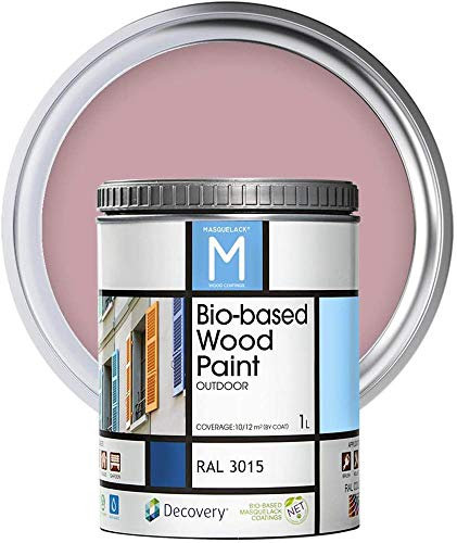MASQUELACK M Impregnante per Legno Esterno - Rosso - RAL 3015-1 Litro - Protegge dall'Acqua, Umidità e Raggi UV - Vernice Naturale ad Alta Copertura e Rifinitura Semi Opaca - Asciugatura Veloce