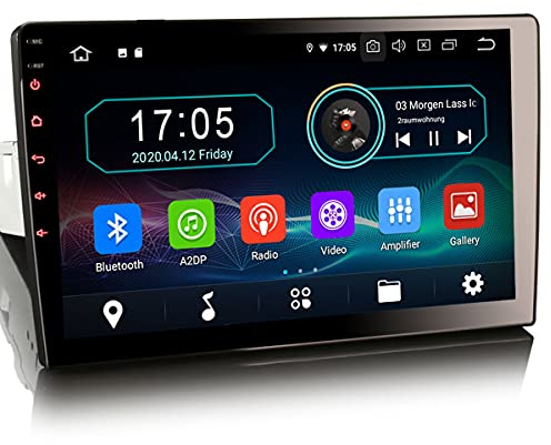 Erisin 10.1 pulgadas Android 10 solo DIN desmontable coche estéreo GPS reproductor de DVD Sat Nav DAB+radio pantalla táctil Bluetooth soporte CarPlay Android auto 4G WiFi espejo enlace RDS
