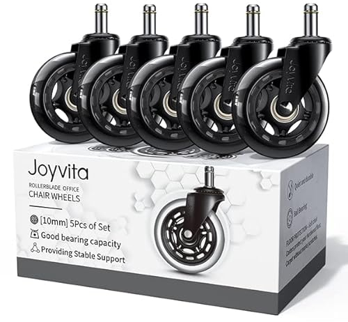 Rollen für Bürostuhl 10mm x 22 mm, 5er Set Bürostuhlrollen für Hartböden, Parkett, Teppich, Laminat und Fliesen - Nur Kompatibel mit IKEA Bürostühle