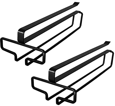 Greyoe Gläserhalterung Hängend, 2 Stück Weingläser Halter Weinglas Halterung Weinglas Regal Unterschrank Stemware Rack Ohne Bohren Glashalter für Bar Küche, Schwarz