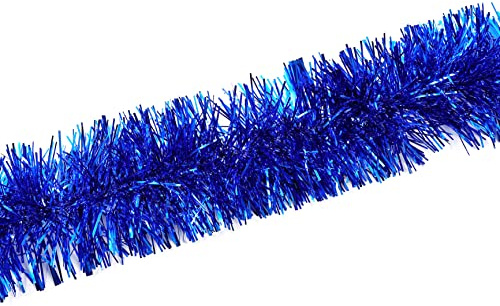 Bluelves Guirnalda de Oropel Navidad, 4pcs Espumillon Arbol Navidad, 2m Espumillón de Navidad, Oropel Navidad, Espumillon Decoración para Fiesta Árbol de Navidad (Azul)