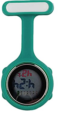 SagaSave Orologio da infermiera digitale, per donne e uomini, multi funzione, design di controllo delle infezioni, orologio da tasca in silicone con moschettone a clip per infermiere, Blu ciano.