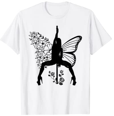 Pole Dancer Exotisches Pole-Dance-Outfit mit Schmetterlingsmotiv T-Shirt