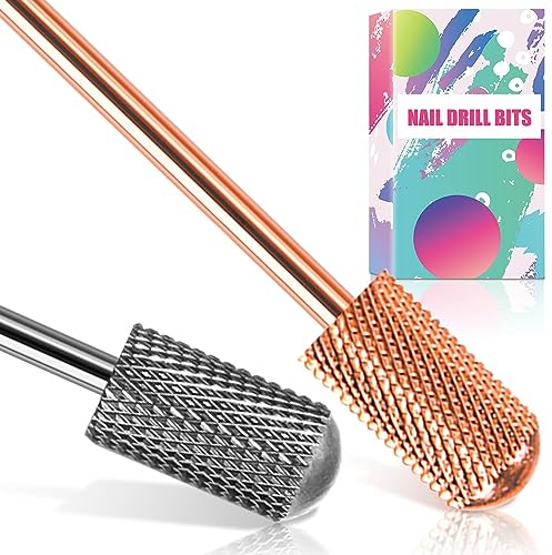 Punta Fresa unghie sicurezza 2 pezzi, tungsteno, 3/32'' (2,35 mm), rimozione gel, acrilico, punta fresa fine a canna grande per il salone