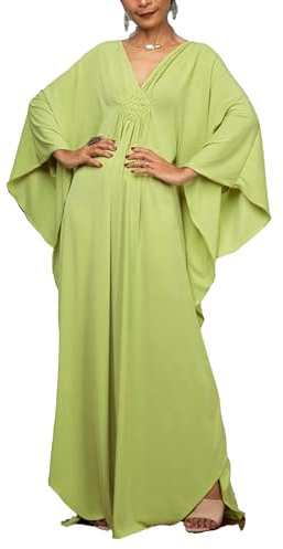 Leisureperiod Caftan Dresses for Women Solid Color Plus Size Beach Dress V Neck Cover Up Loose Soft Kaftan Loungewear