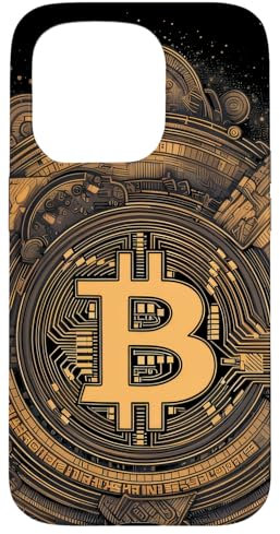 Bitcoin Kryptowährung zum Mond Grafikdesign Hülle für iPhone 15 Pro
