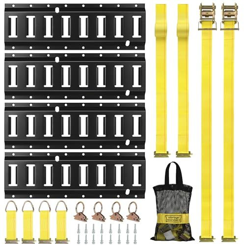 Kit de Amarre de riel E Track de 4 rieles y Accesorios (Pistas de 16 Pulgadas) para remolques, Sistemas de Carga y Camiones de Servicio